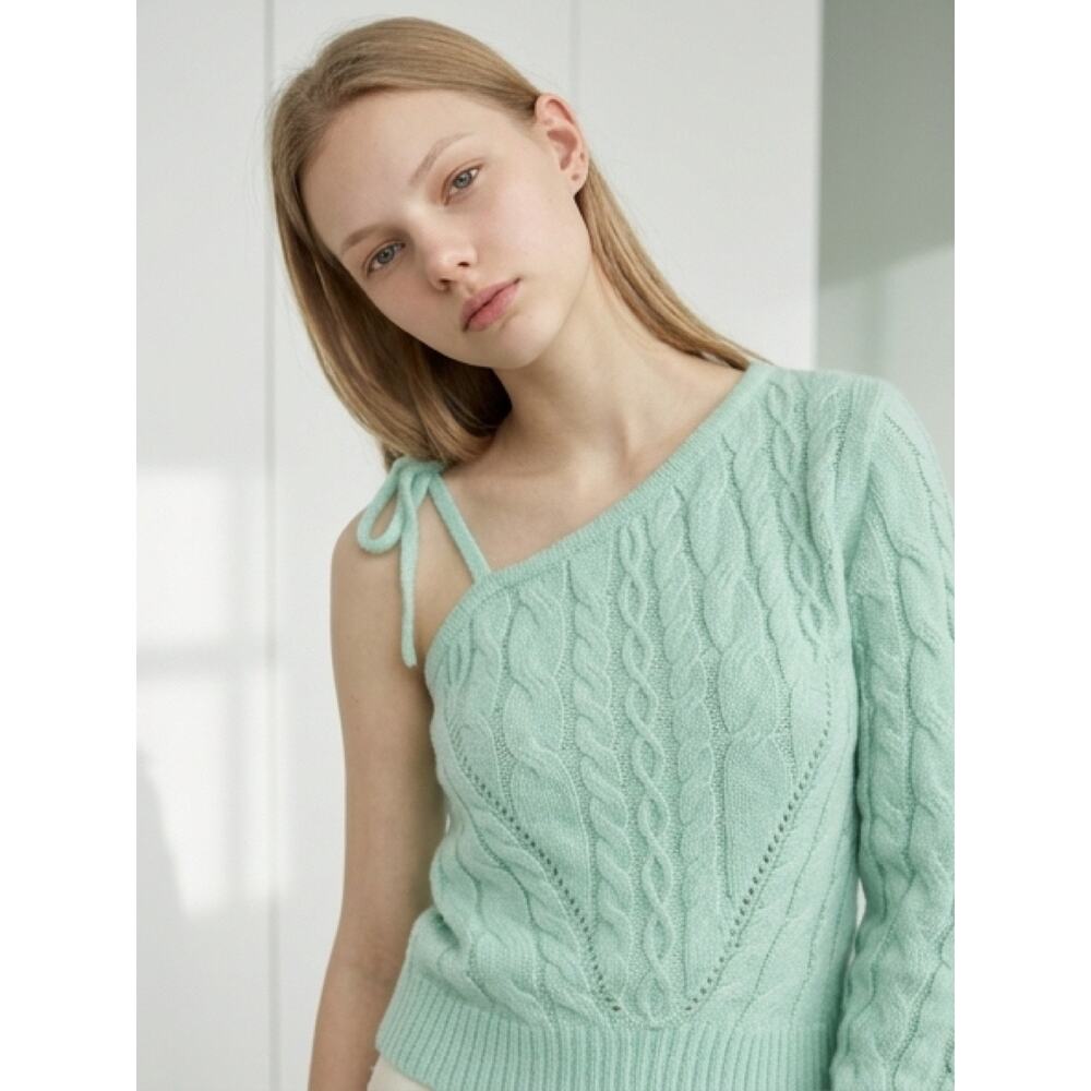 Wild Fable Mint Green Off Shoulder Sweater Tie Detail Soft Knit Small